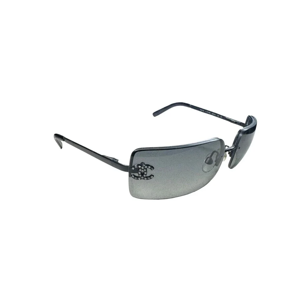 Chanel 4104-B Sunglasses Rimless Black Frame Rhinestone c.101/8G 62-15-120 VTG